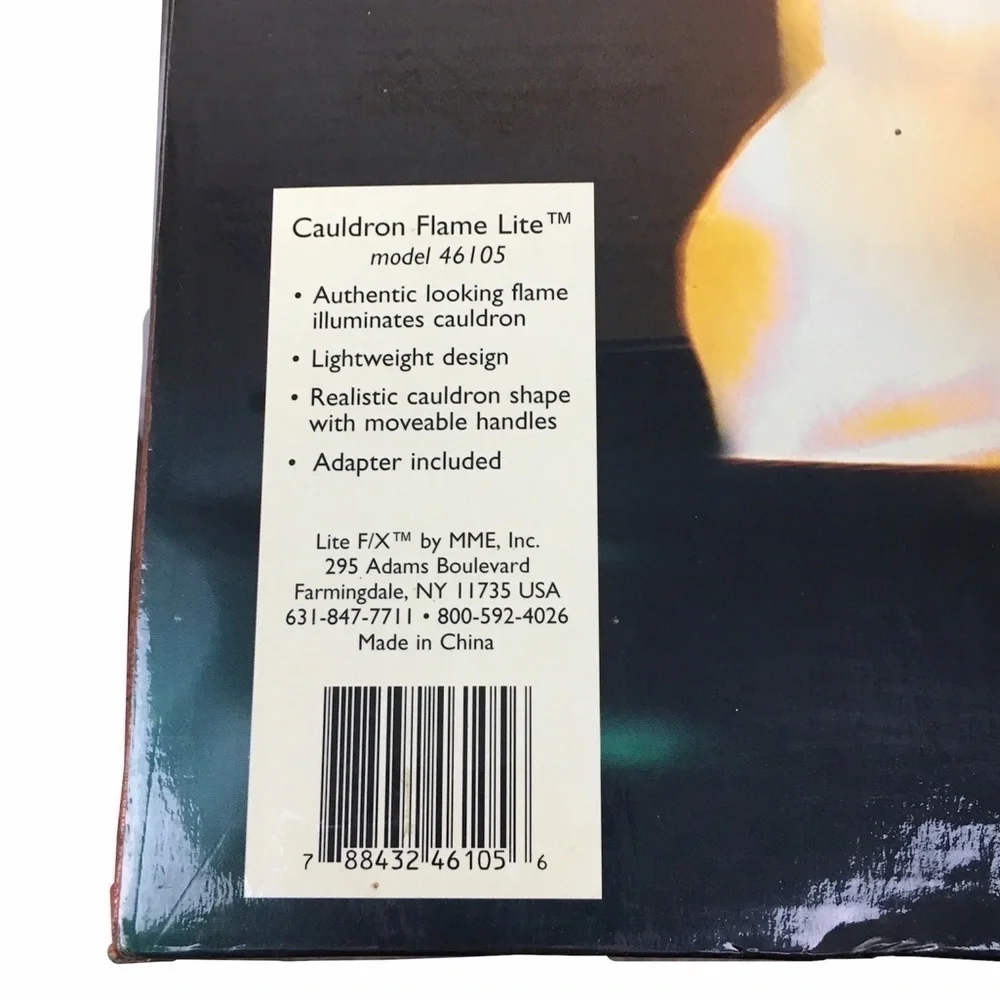 VINTAGE LITE F/X Halloween Cauldron Flame Lite Up Flicker Glow Decoration Spooky